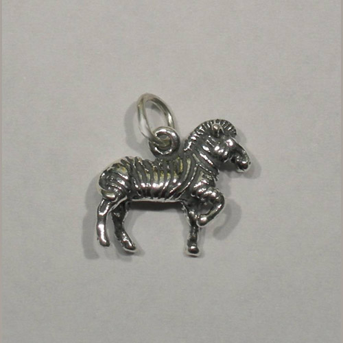 Sterling Silver 3 D trotting Zebra charm/pendant