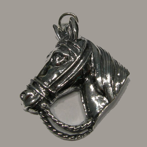 Sterling Silver horsehead in bridle pendant
