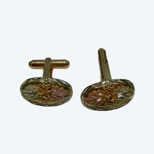 Landstrom's Black Hills Gold side view of gold cuff links