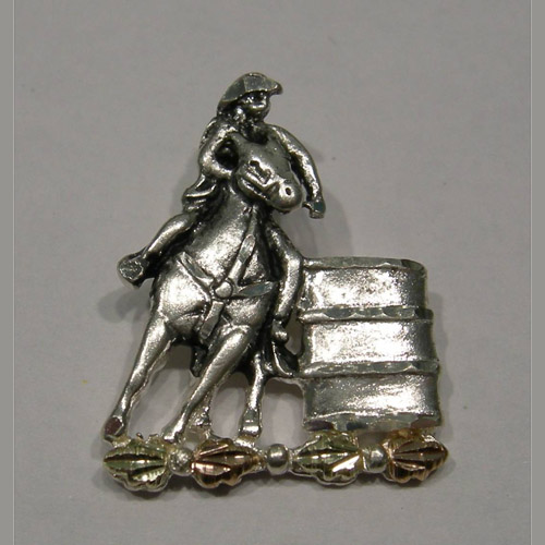 Landstrom's Black Hills Gold Sterling Silver barrel racer brooch/tie tack