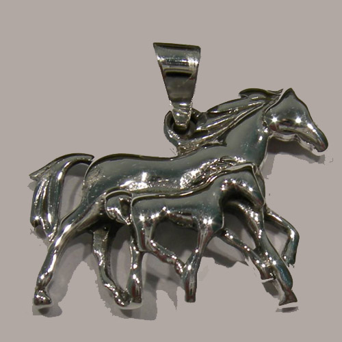 Sterling Silver trotting mare and foal charm/pendant