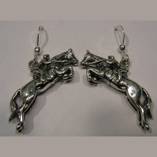 Sterling Silver hunter jumper dangle earrings