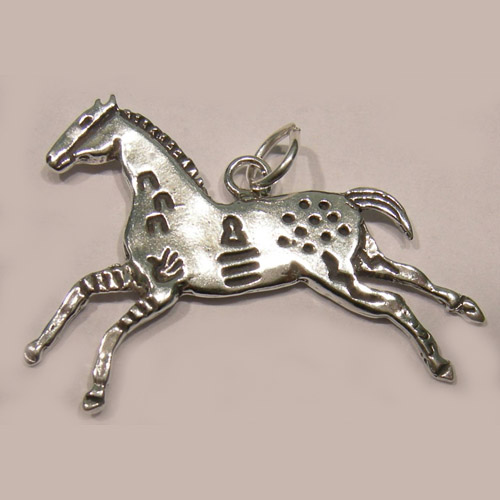 Sterling Silver galloping Indian Pony pendant