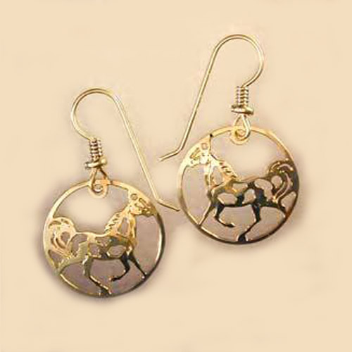 14 kt. .y.g. plated prancing Pinto dangle earrings
