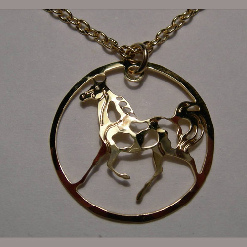 14 kt.y.g. plated prancing Pinto necklace