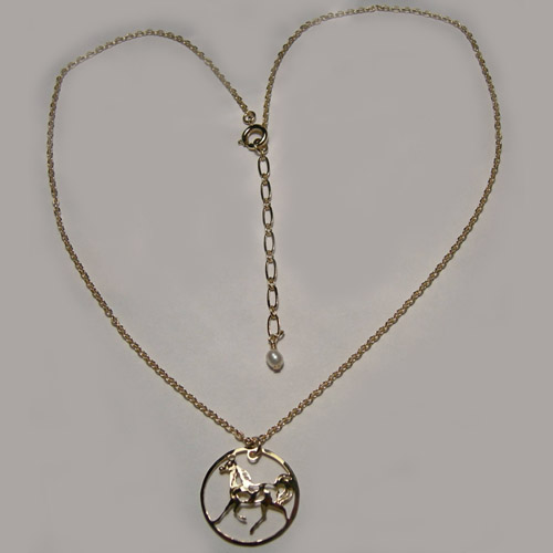 14 kt.y.g. plated prancing Pinto full necklace