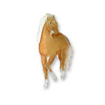 Enamel trotting Palomino horse brooch