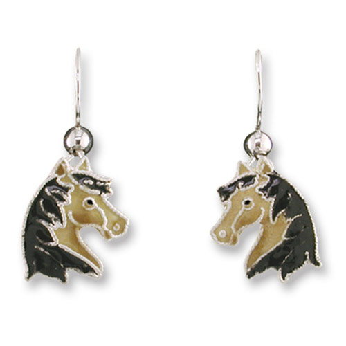 Enamel buckskin horsehead earrings