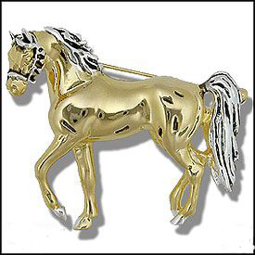 Sterling Silver and vermiel trotting horse brooch