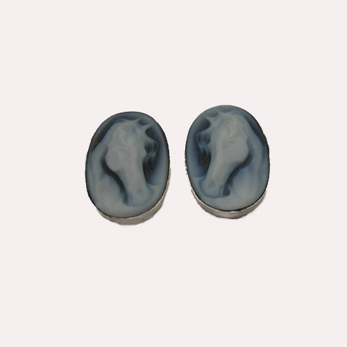 Sterling Silver Agate Cameo post earrings