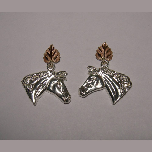 Landstrom's Black Hills Gold Sterling Silver horsehead earrings