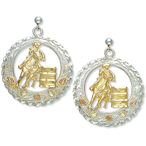 Landstrom's Black Hills Gold Sterling Silver barrel racer earrings