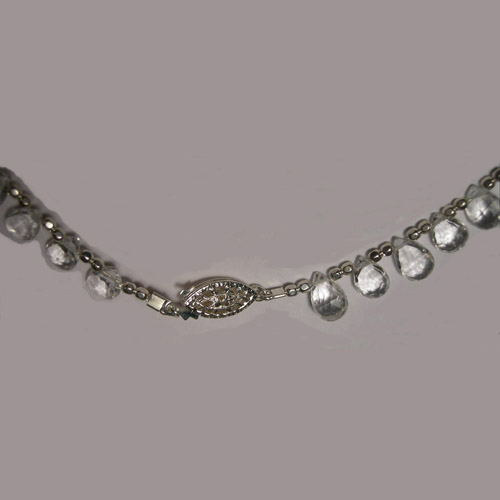 Clasp of Silver plated White Topaz bead necklace
