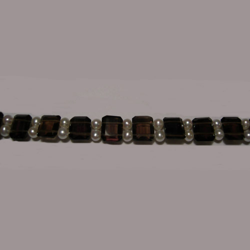 close up of Smokey Quartz and Freshwater pearl necklace