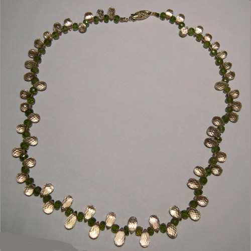 14 ky.y.g. plated Smokey Quartz and Idocrase necklace