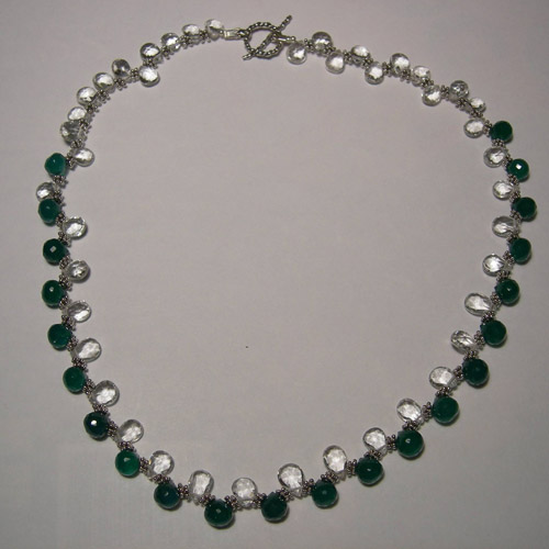 Sterling Silver White Topaz and Chrysoprase necklace