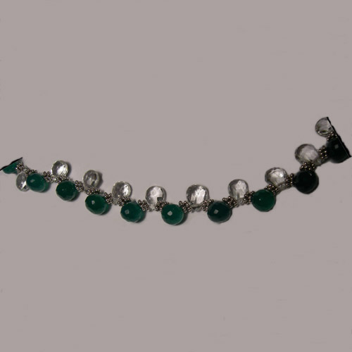 close up of White Topaz and Chrysoprase necklace