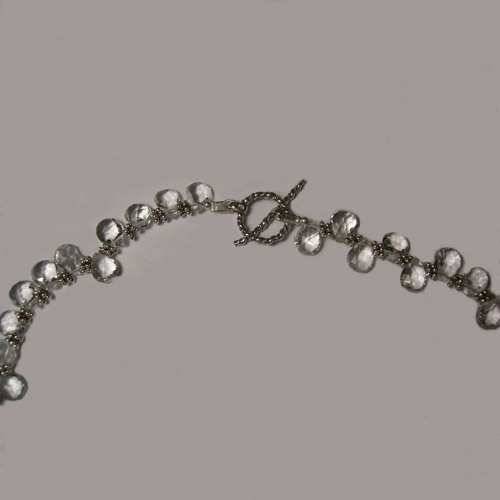 clasp of White Topaz and Chrysprase necklace