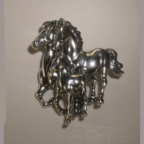 Sterling Silver galloping horses pin/pendant