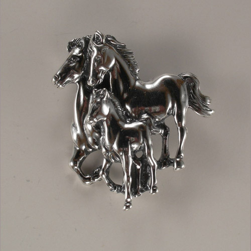 close up of Sterling Silver galloping horses pin/pendant