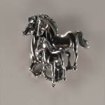 close up of Sterling Silver galloping horses pin/pendant