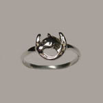 Sterling Silver horsehead in horsehoe ring