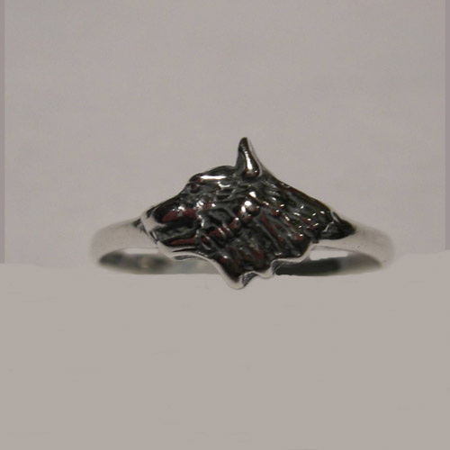 Sterling Silver wolf head ring