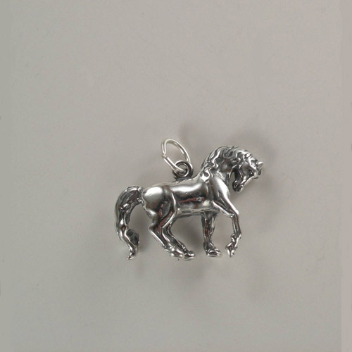 Sterling Silver 3 D prancing horse charm pendant