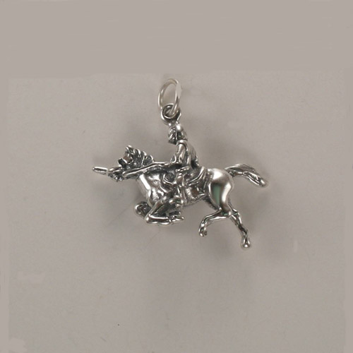 Sterling Silver knight and horse jousting charm/pendant