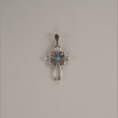 Sterling Silver turquoise cross pendant