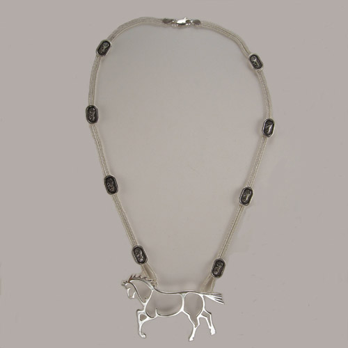 Sterling Silver abstract horse necklace
