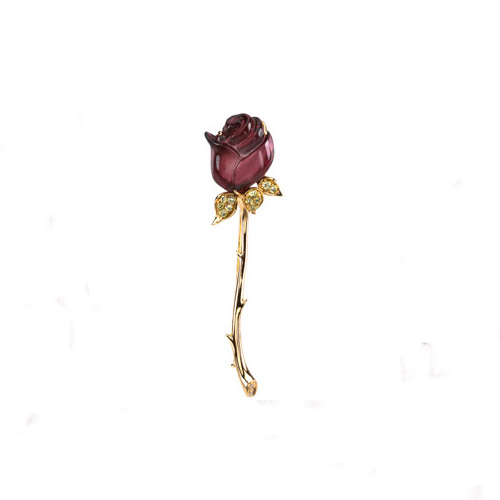 14 kt.y.g. garnet and diamond brooch