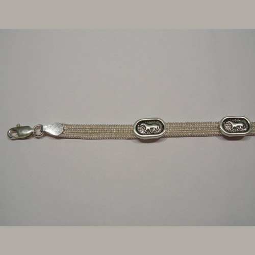 Close up of lobster claw and link of link horse bracelet