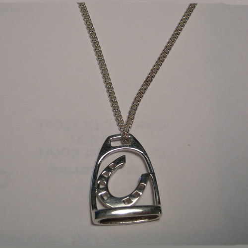 Sterling Silver horse shoe inside stirrup necklace