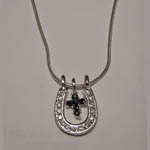 Sterling Silver cross and horseshoe necklace
