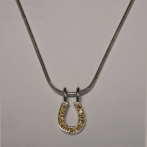 Sterling Silver yellow Cubic Zirconia horseshoe necklace