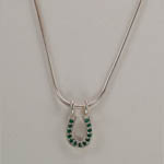 Sterling Silver green Cubic Zirconia horseshoe necklace