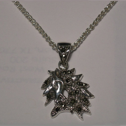 Sterling Silver small marcasite horse head necklace