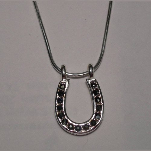 Sterling Silver sapphire horseshoe necklace