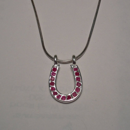 Sterling Silver ruby horseshoe necklace