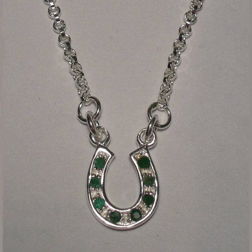 Sterling Silver small emerald horseshoe necklace