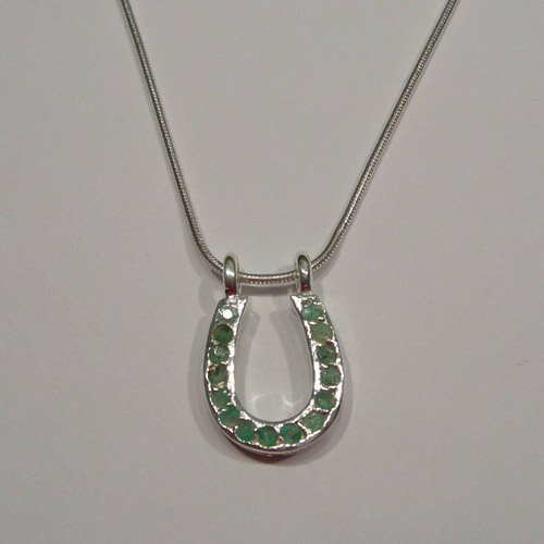 Sterling Silver emerald horseshoe necklace