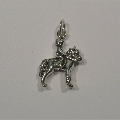 Sterling Silver child rider and pony charm/pendant