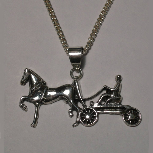 Sterling Silver Saddlebred and carriage necklace