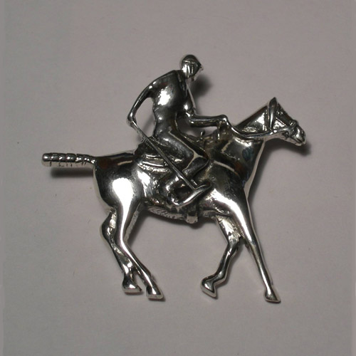 Sterling Silver Polo pony and rider brooch