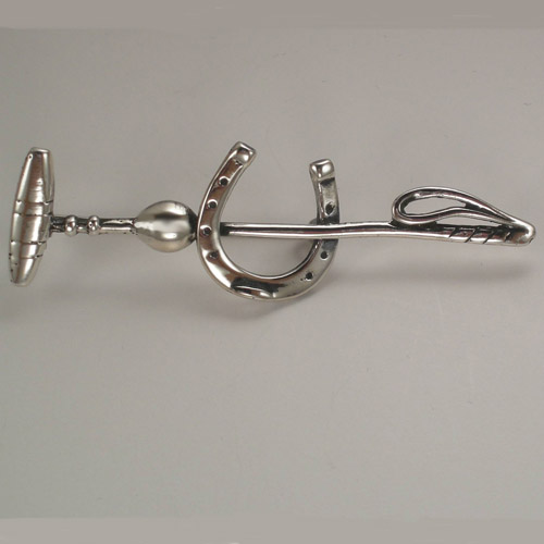 Sterling Silver horseshoe and Polo mallet brooch