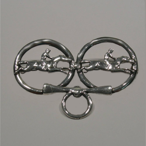Sterling Silver double race horse brooch