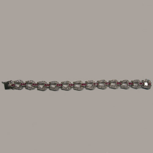 Sterling Silver Ruby and Cubic Zirconia horseshoe bracelet
