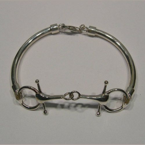 different angle of Sterling Silver snaffle bit bangle bracelet
