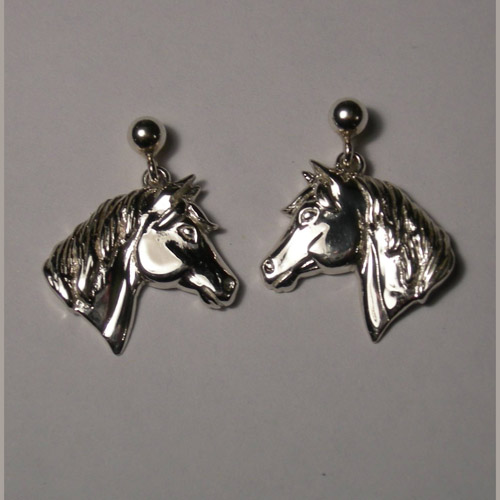 Sterling Silver horse head dangle earrings